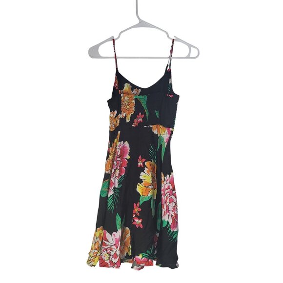 Old Navy Womens XS Black Floral Fit & Flare Cami Dress Tropical Beach Hawaii - Picture 2 of 7